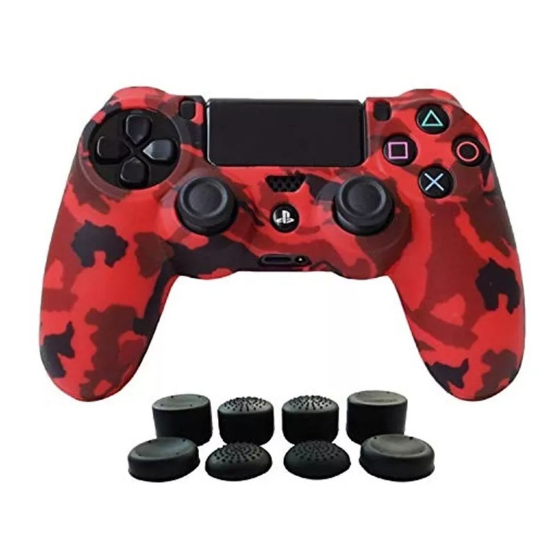 Ps4 Dualshock Funda Para Control Playstation 4 (Rojo Camuflaje)