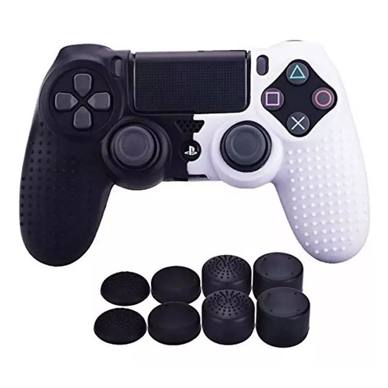 Ps4 Funda De Silicona Texturizada (Negra Y Blanca)