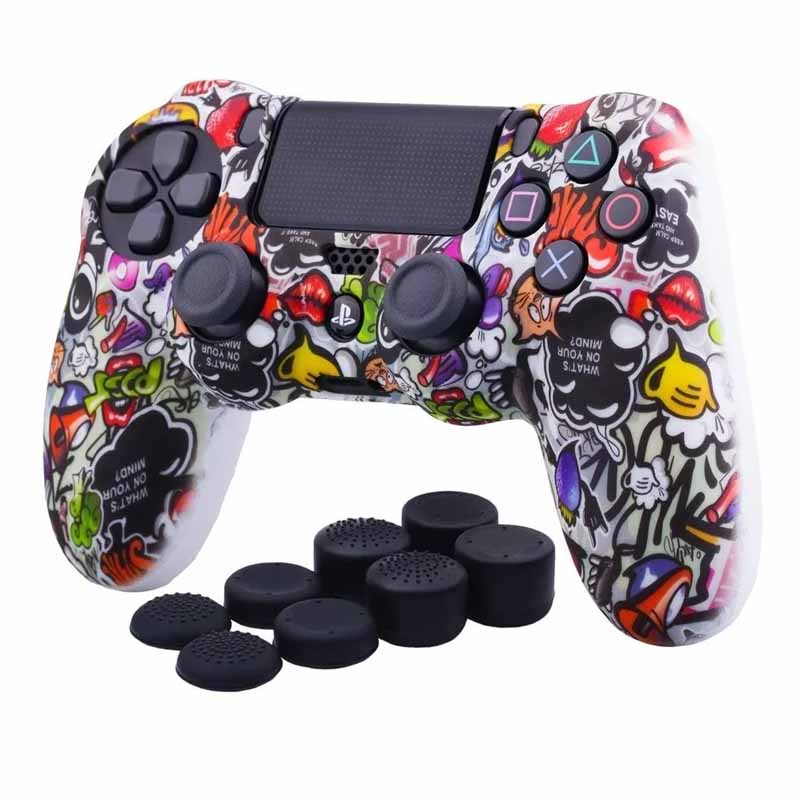 PS4 DUALSHOCK 4 Funda Para Control PlayStation 4 + 8 Grips (Kiss)