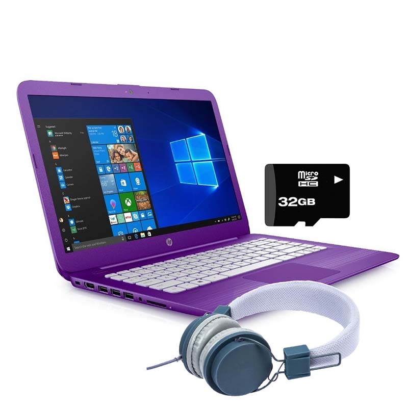 Laptop Hp Stream 14 Intel Dual Core Ssd 32gb Ram 4gb Diadema Sd 32gb Morado 8216