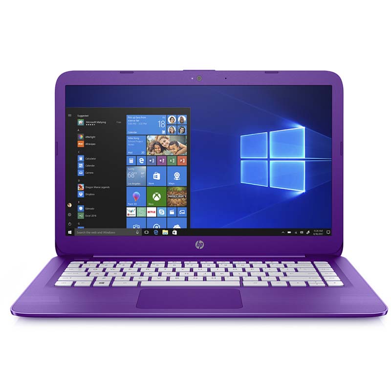 Laptop Hp Stream 14 Intel Dual Core Ssd 32gb Ram 4gb Diadema Sd 32gb Morado 3563