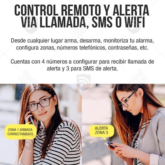 Wifi Kit 4 Alarma Triple Tecnologia GSM Cel Inalambrica Seguridad Casa Vecinal Negocio