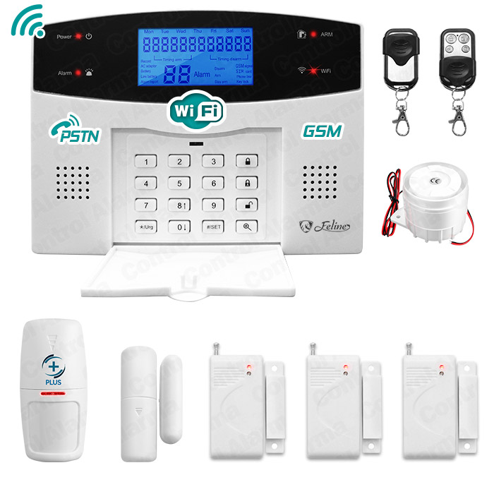 Wifi Kit 7 Alarma Triple Tecnologia GSM Cel Inalambrica Seguridad Casa Vecinal Negocio