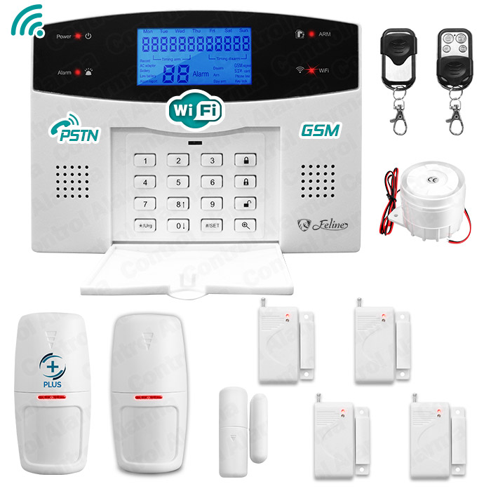 Wifi Kit 7 Alarma Triple Tecnologia GSM Cel Inalambrica Seguridad Casa Vecinal Negocio