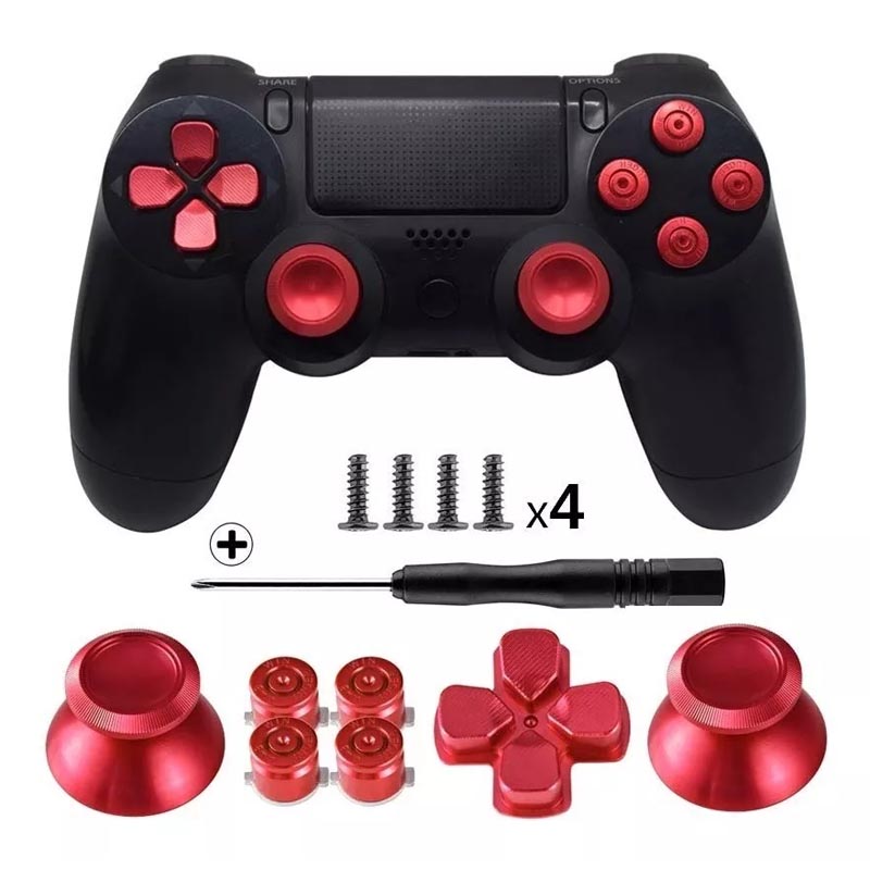 Playstation 4 Set De Botones + Desarmador + 4 Tornillos -Rojo