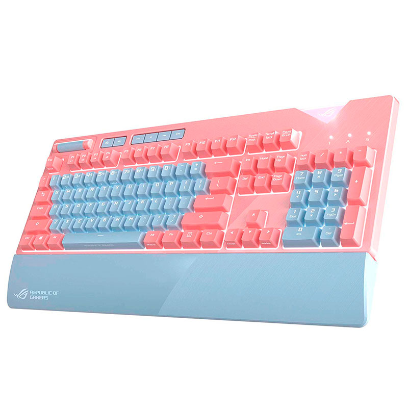 Teclado Gamer ASUS XA01 ROG STRIX Flare Pink Mecanico CherryMX Brow RGB 