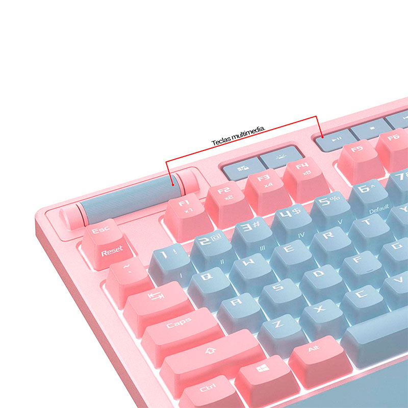 Teclado Gamer ASUS XA01 ROG STRIX Flare Pink Mecanico CherryMX Brow RGB 