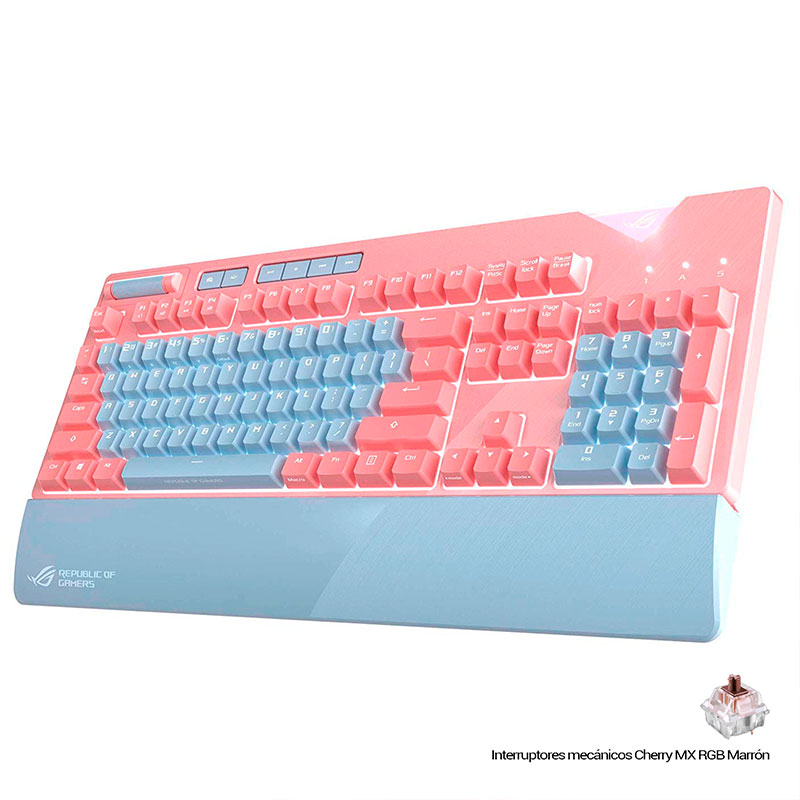 Teclado Gamer ASUS XA01 ROG STRIX Flare Pink Mecanico CherryMX Brow RGB 