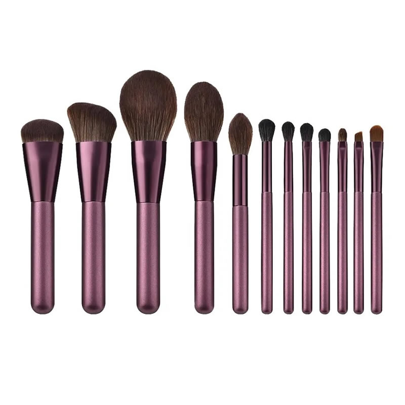 Set 12 Brochas Purple Para Maquillaje