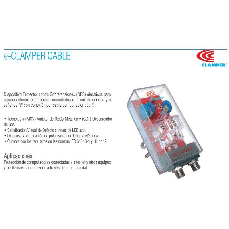 Supresor Picos Eléctricos ParaRayos Energía Cable Coaxial E-clamper