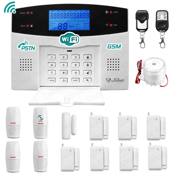 Wifi Kit 14 Alarma Triple Tecnologia GSM Cel Inalambrica Seguridad Casa Vecinal Negocio