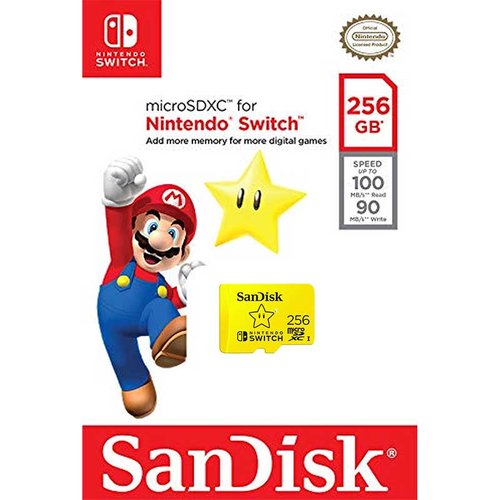 Memoria Micro SD 256GB Sandisk Nintendo Switch Oficial SDSQXAO-256G-GNCZN 