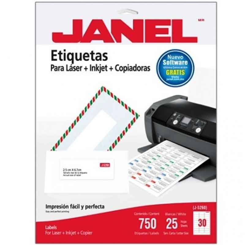 JANEL Etiqueta Laser J-5260 25X67MM C/750 Pzas #1085260101 