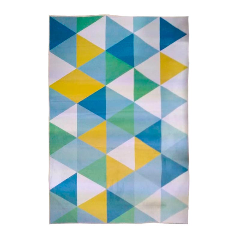 Tapete para Sala Estilo Nordico Modelo Triangulos azules 2x3M