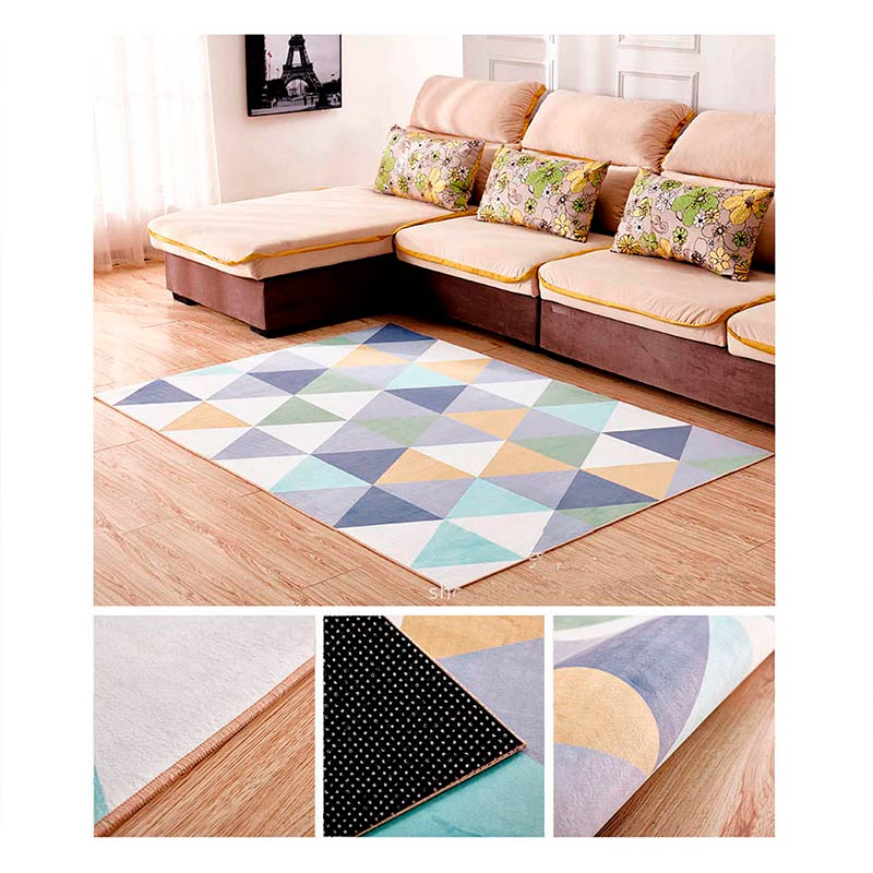 Tapete para Sala Estilo Nordico Modelo Triangulos azules 2x3M