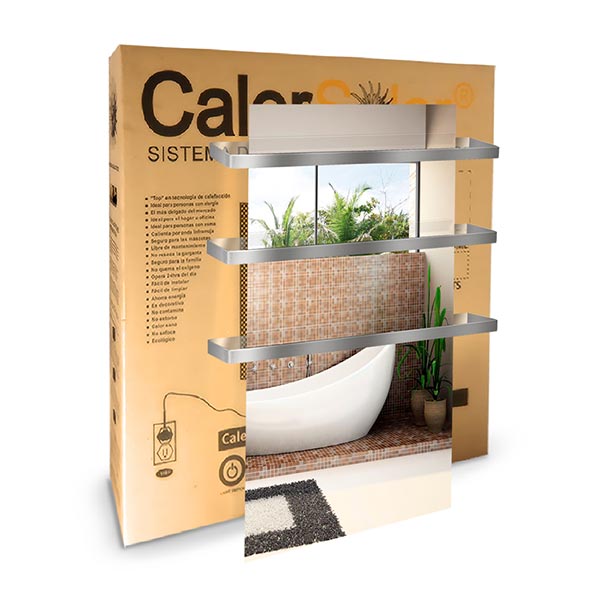 Toallero Calefactor Infrarrojo en Cristal, NewYork Wave Silver Sapphire de 550w, con 3 colgantes 40x80cm TimerFree