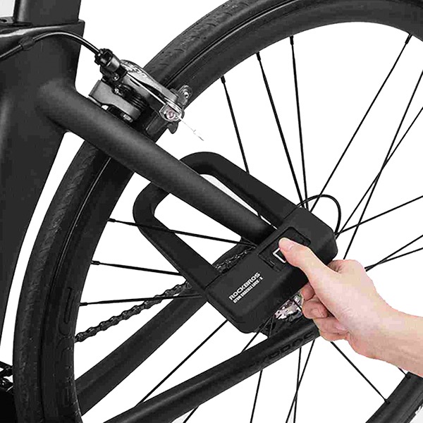 Candado U Para Bicicleta Con Huella Dactilar Para Desbloqueo Color Negro