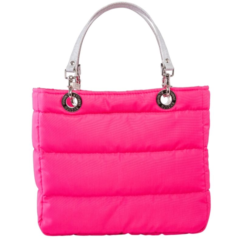 Bolsa Rosa Neon para mujer marca Sundar de asas intercambiables modelo Basica con Cierre.