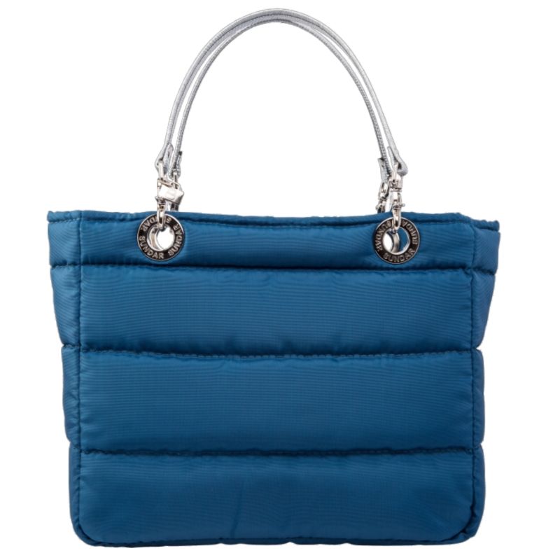 Bolsa Azul Cobalto para mujer marca Sundar de asas intercambiables modelo Basica con Cierre