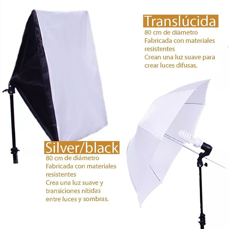 Estudio Fotografico Kit Fotografia Profesional Sombrillas Set Foto Softbox