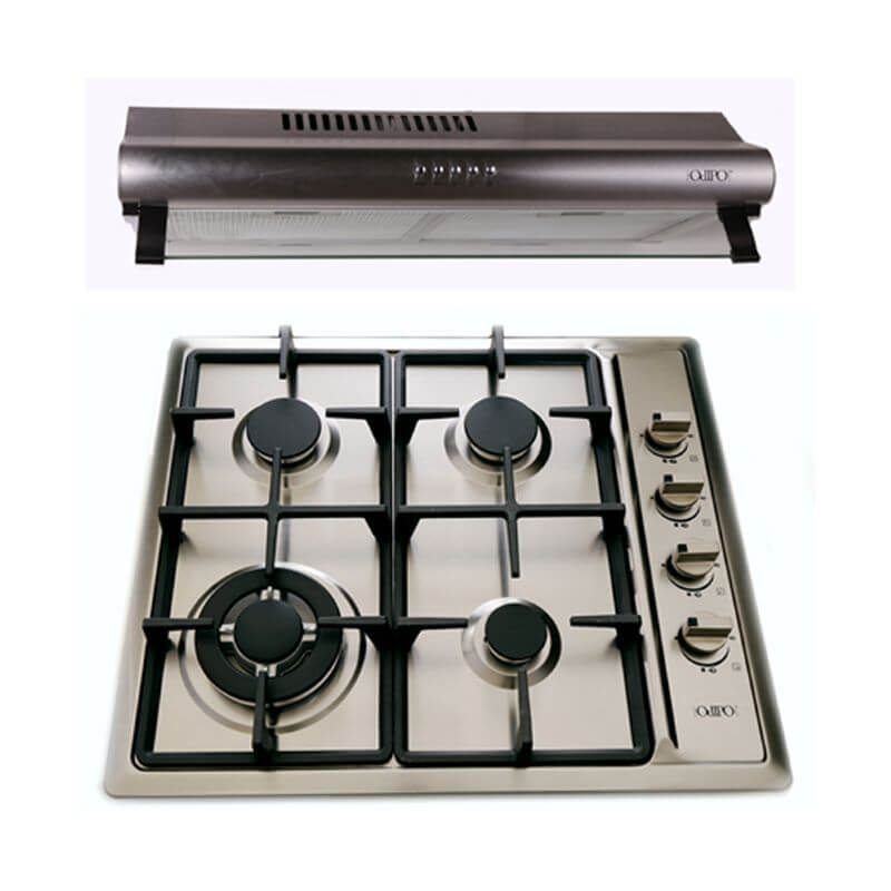 Combo Parrilla Inox Vulcano 60Cms Y Campana Estandar Thor 50Cms