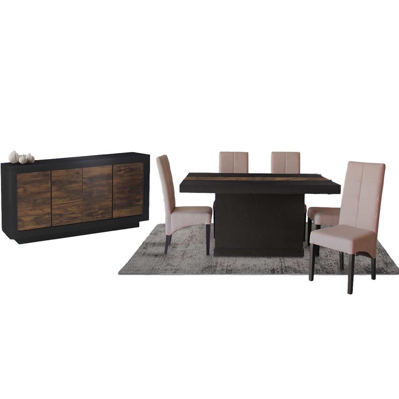 Buffet Tulsa Negro con Nogal Dorado - Këssa Muebles