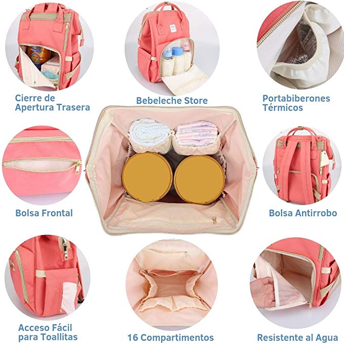 Pañalera Mochila Moderna Mas cosmetiquera mismo modelo color y diseño