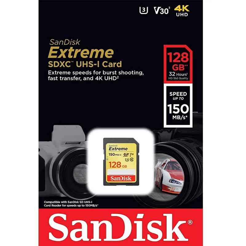 Tarjeta SD 128GB SANDISK Extreme Graba 4K SDSDXV5-128G-GNCIN 