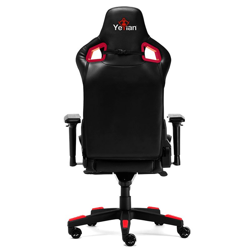 Silla gaming Yeyian cadira 2150, poliuretano, reclinable 4d, negro/rojo (yar-9015r)