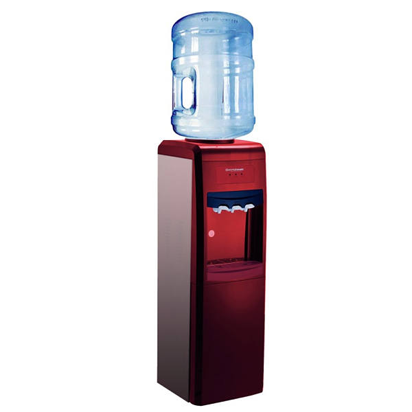 Despachador de agua Hypermark con 3 llaves de agua fría, caliente y templada, gabinete color rojo modelo HM0036W