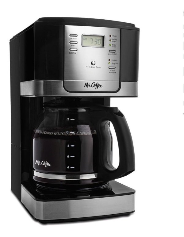 Mr. Coffee JWX27 12-Cup Programable Coffee Maker - Stainless Steel/Black