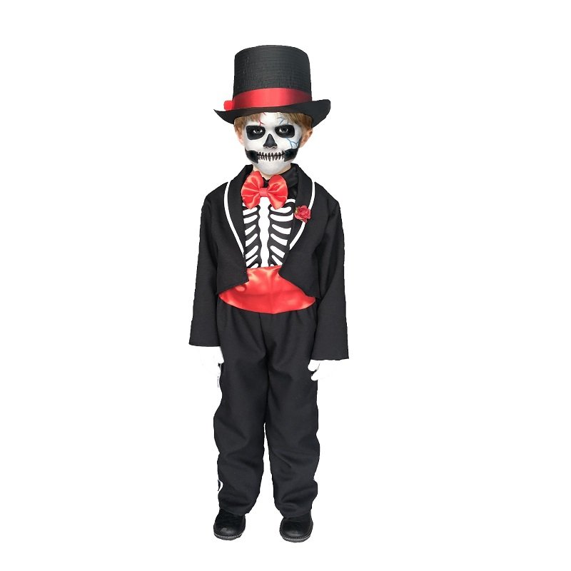 Disfraz de Halloween Esqueleto Catrin Muerte Niño Calaca - Disfraces TuDi