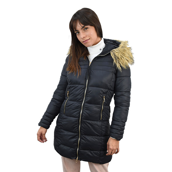 Cazadora Larga Para Dama Silver Spoon -Carolina 257- Negro