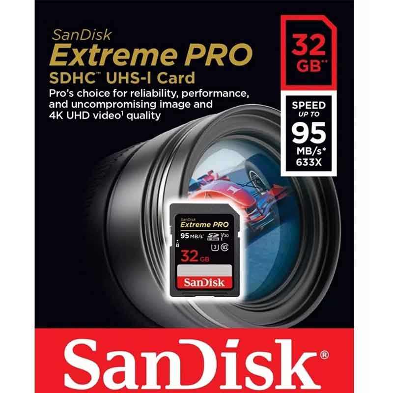 32GB SanDisk 95MB//s Extreme Pro SD Tarjeta de memoria SDHC UHS-V30 U3 633x 4K UHD I Nuevo