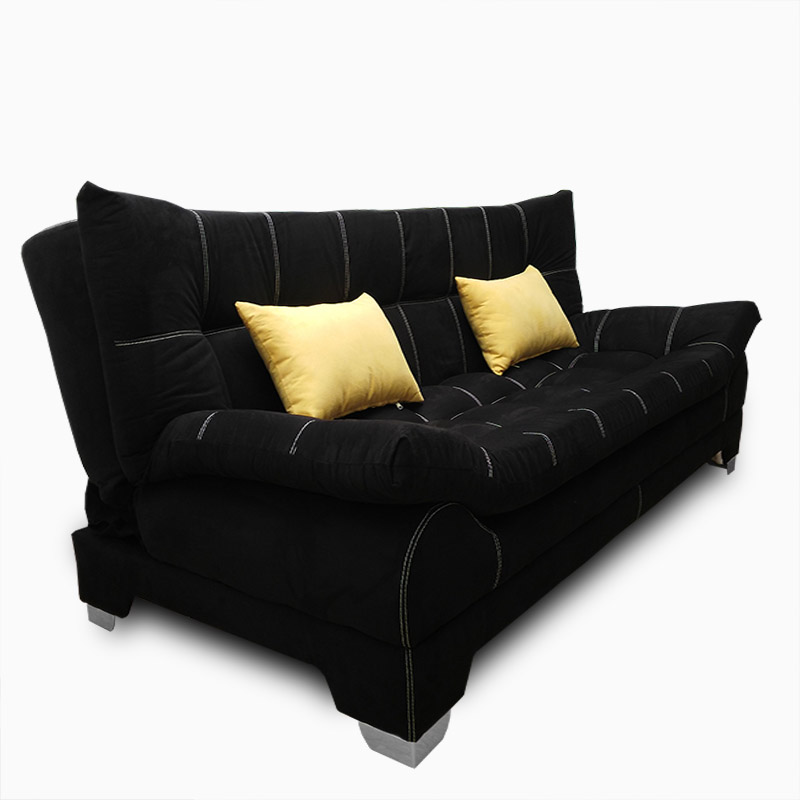Sofá cama Nigeria suede Black + 02 cojines decorativos Maderian // ENTREGA A CDMX Y ZONA METROPOLITANA.