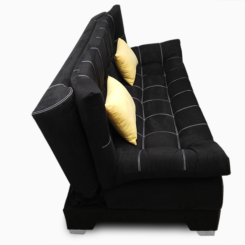 Sofá cama Nigeria suede Black + 02 cojines decorativos Maderian // ENTREGA A CDMX Y ZONA METROPOLITANA.