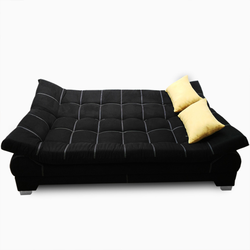 Sofá cama Nigeria suede Black + 02 cojines decorativos Maderian // ENTREGA A CDMX Y ZONA METROPOLITANA.