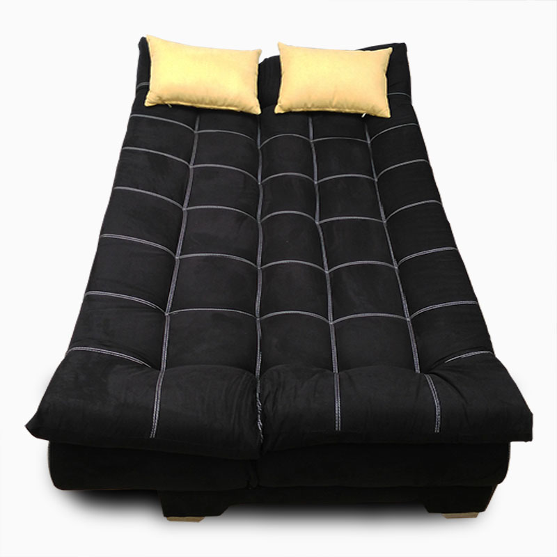 Sofá cama Nigeria suede Black + 02 cojines decorativos Maderian // ENTREGA A CDMX Y ZONA METROPOLITANA.