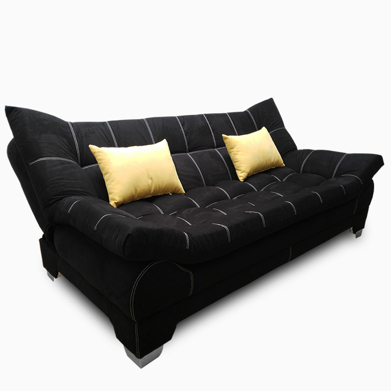 Sofá cama Nigeria suede Black + 02 cojines decorativos Maderian // ENTREGA A CDMX Y ZONA METROPOLITANA.