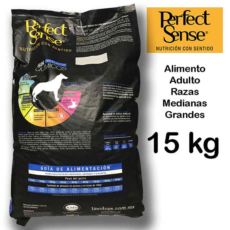 Alimento Para Perro Premium Perfect Sense Adulto Raza Mediana A Grande 15 Kilos Bulto