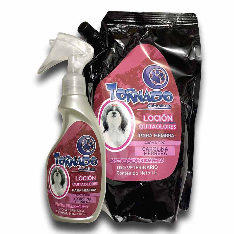 Paquete Perfume Para Perro Aroma Carolina Herrera Para Hembra 1 Litro Mas 250 Ml