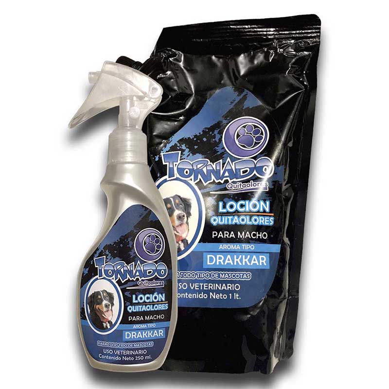 Paquete Perfume Para Perro Aroma Drakkar Para Macho 1 Litro Mas 250 Ml