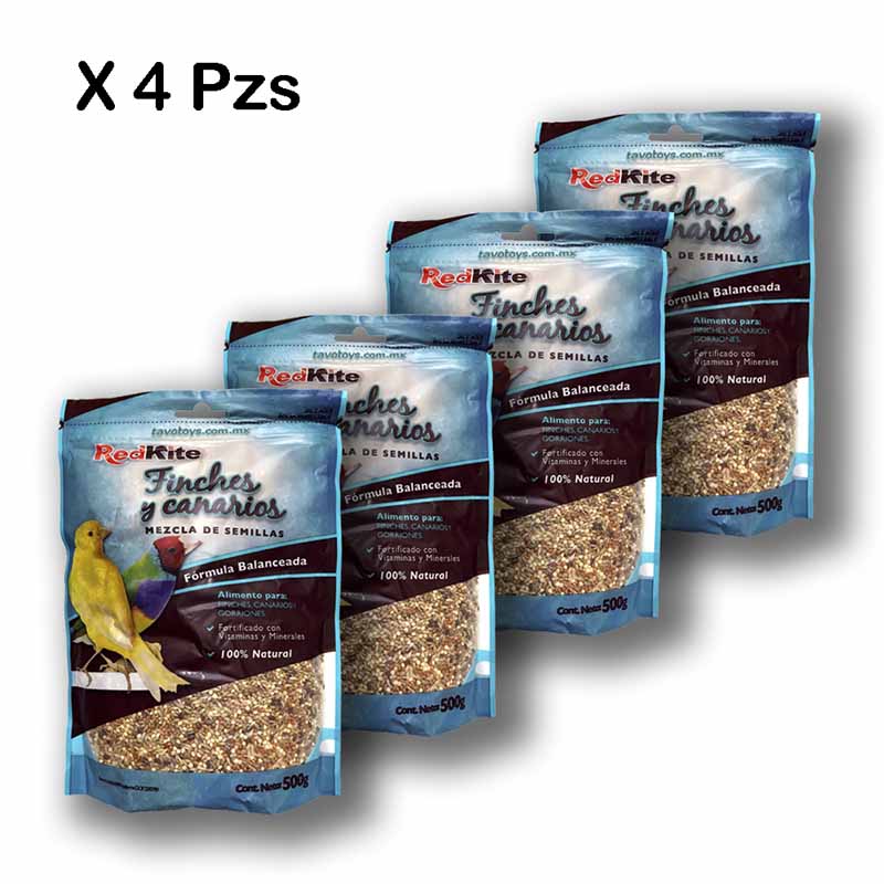 Alimento Para Aves Finches Canarios Y Gorriones 500 G X 4 Pz