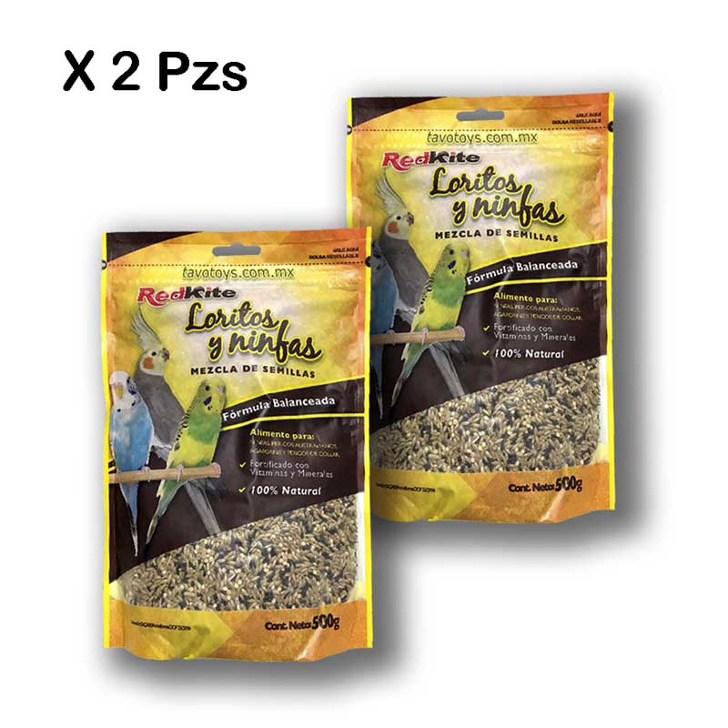 Alimento Para Aves Periquitos Del Amor Agapornis Loritos Y Ninfas Redkite 500 G X 2 Pz