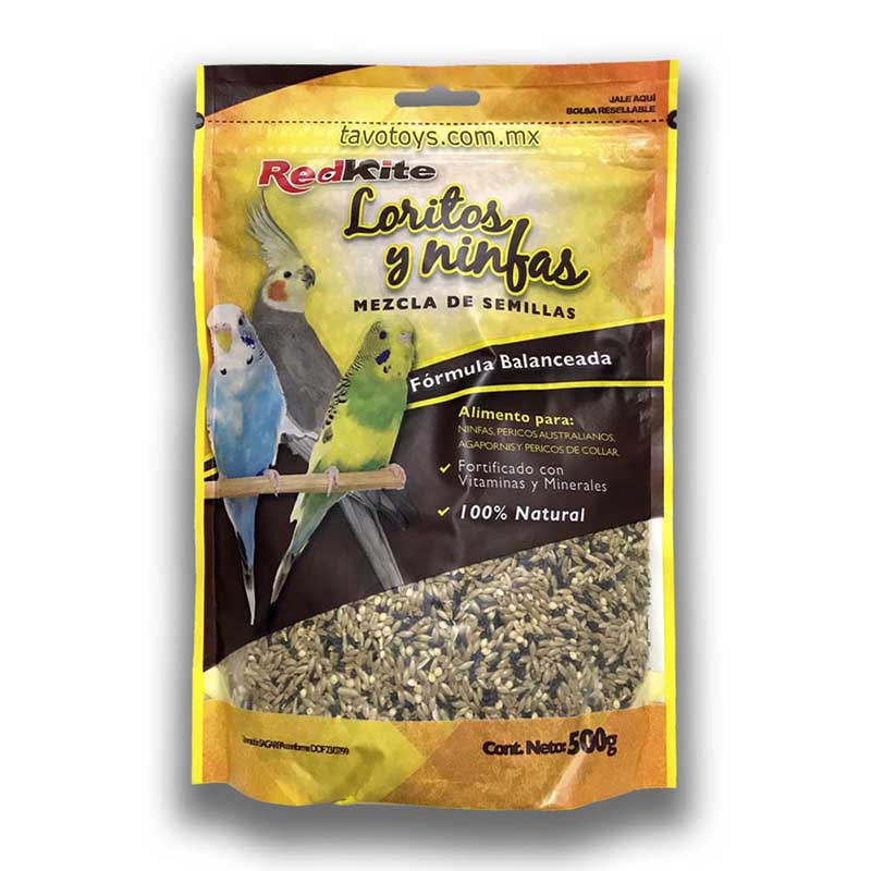 Alimento Para Aves Periquitos Del Amor Agapornis Loritos y Ninfas Redkite 500 g X 4 Pz