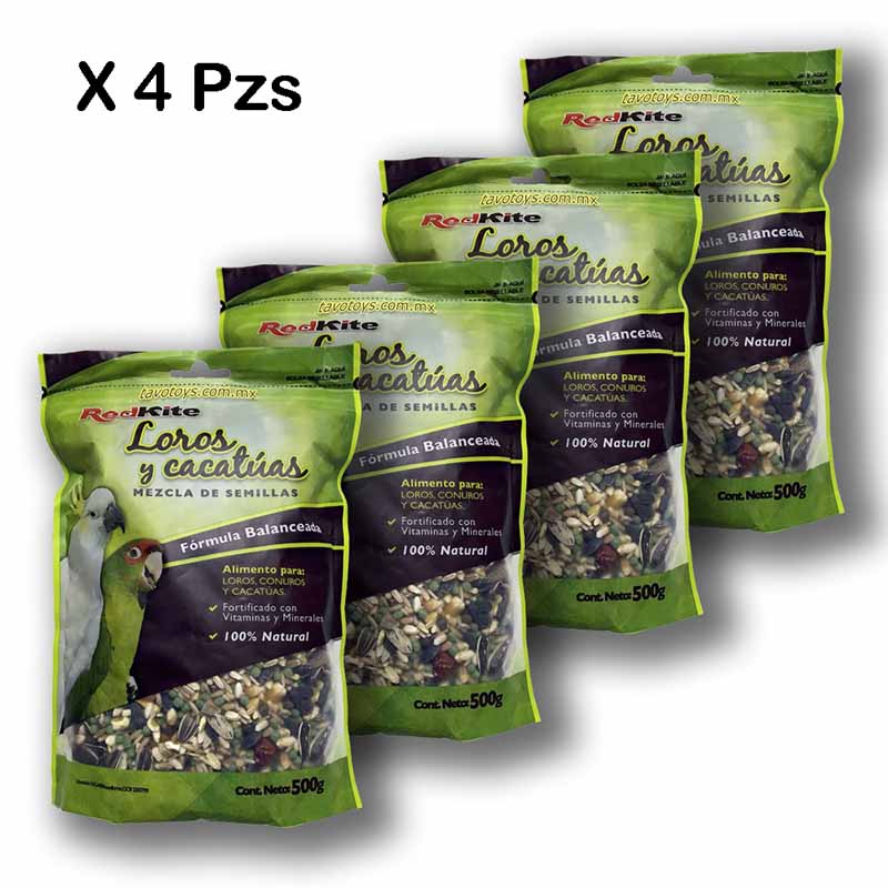 Alimento Para Aves Loros Y Cacatuas 500 G X 4 Pz