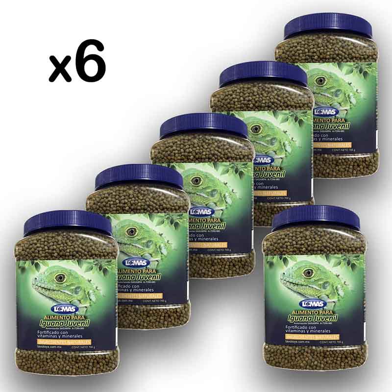 Alimento Para Iguana Verde Juvenil Sabor Platano 700 G X 6 Pz