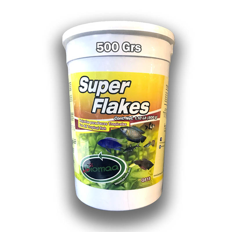 Alimento Para Peces Hojuelas Super Flakes 500 G Biomaa Agua Dulce
