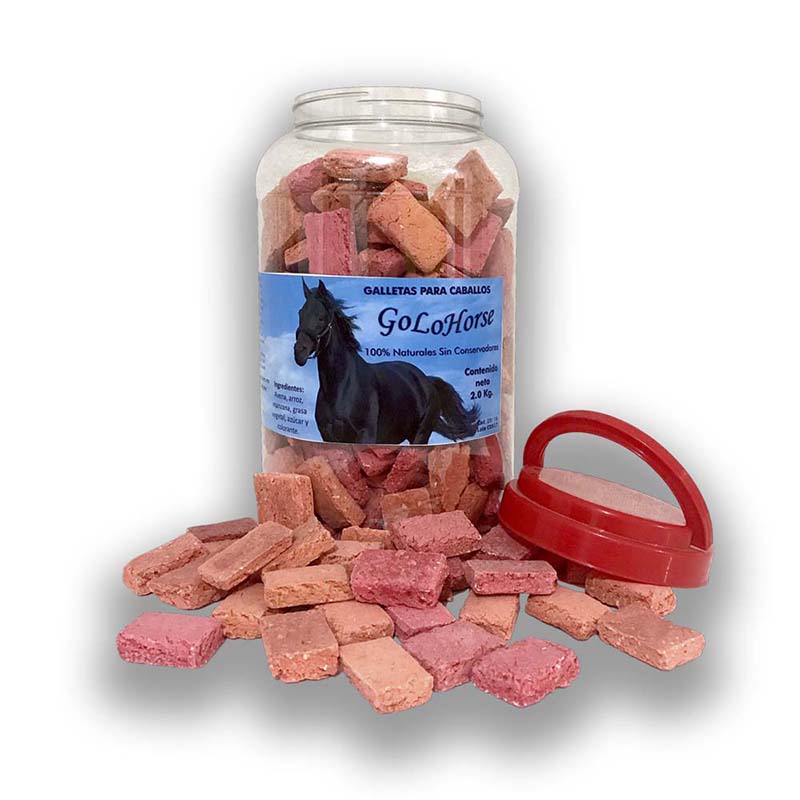 Premios Para Caballo Golohorse Sabor Manzana Bote 2 Kilos Botana Galletas Caballo