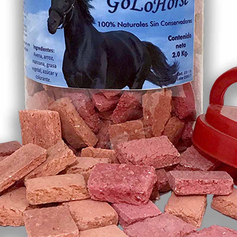 Premios Para Caballo Golohorse Sabor Manzana Bote 2 Kilos X 2 Pz Botana Galletas Caballo